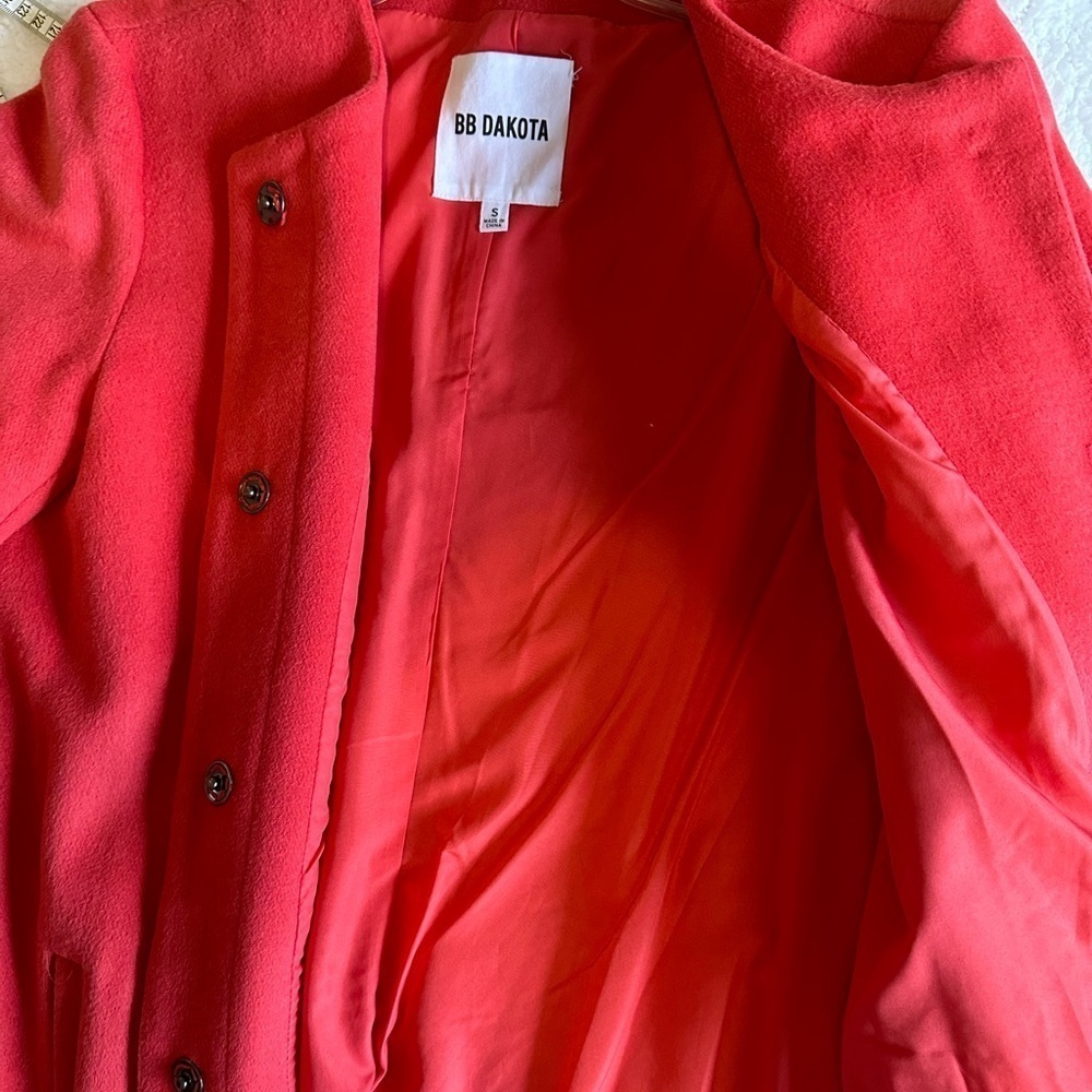BB Dakota Catina Coral red wool blend coat, size small - Picture 9 of 10